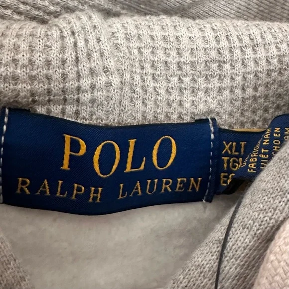 Polo Ralph Lauren Waffle Knit Hoodie Full Zip Jacket Gray Men's XLT Gray NWT - Picture 6 of 7